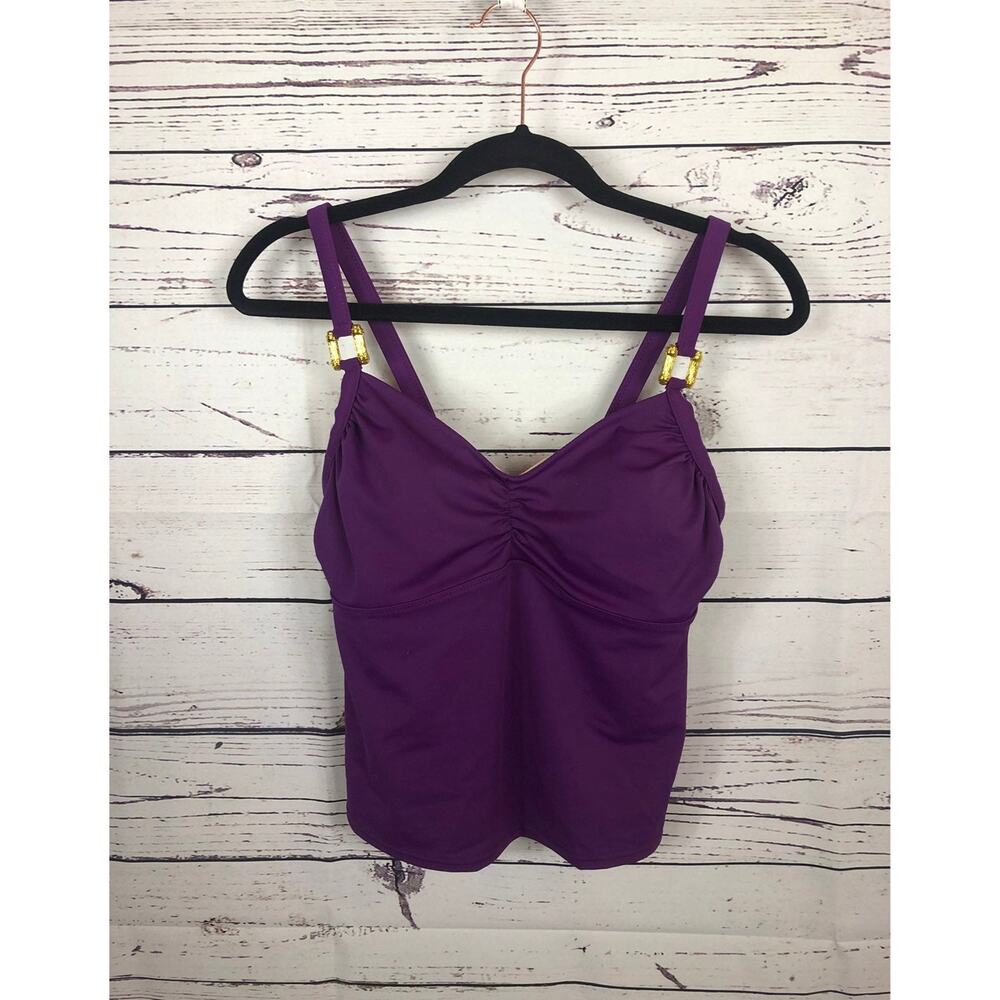 Lands End Tankini & skort set purple With gold accents color size 4 - Picture 3 of 12